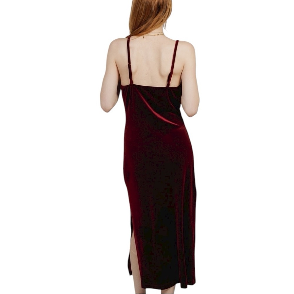Band of the Free Felicia Burgundy Velvet Midi Dress Size L NWT - Picture 4 of 10